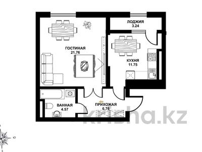 1-комнатная квартира, 48.8 м², 5/15 этаж, Е430 2А за 15 млн 〒 в Астане, Есильский р-н